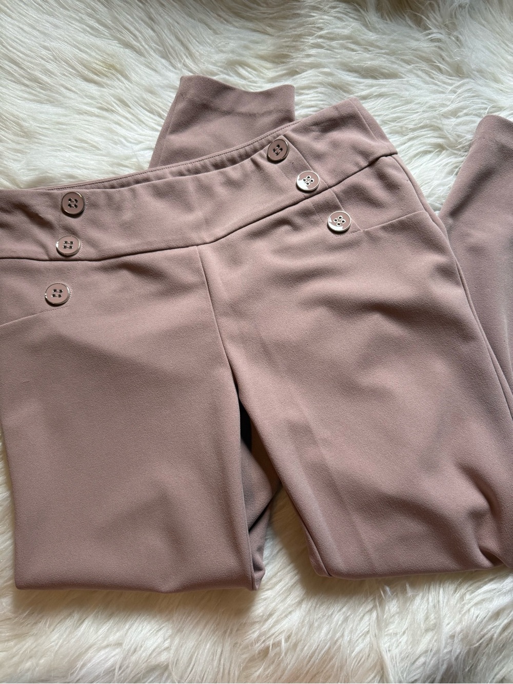 Soho Apparel Mauve Button-Accent Trousers